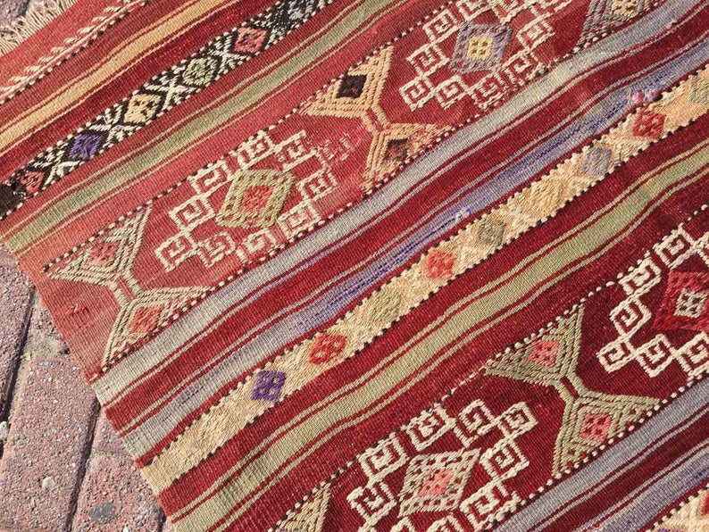 Vintage Handwoven Turkish Wool Rug 198cm x 145cm
