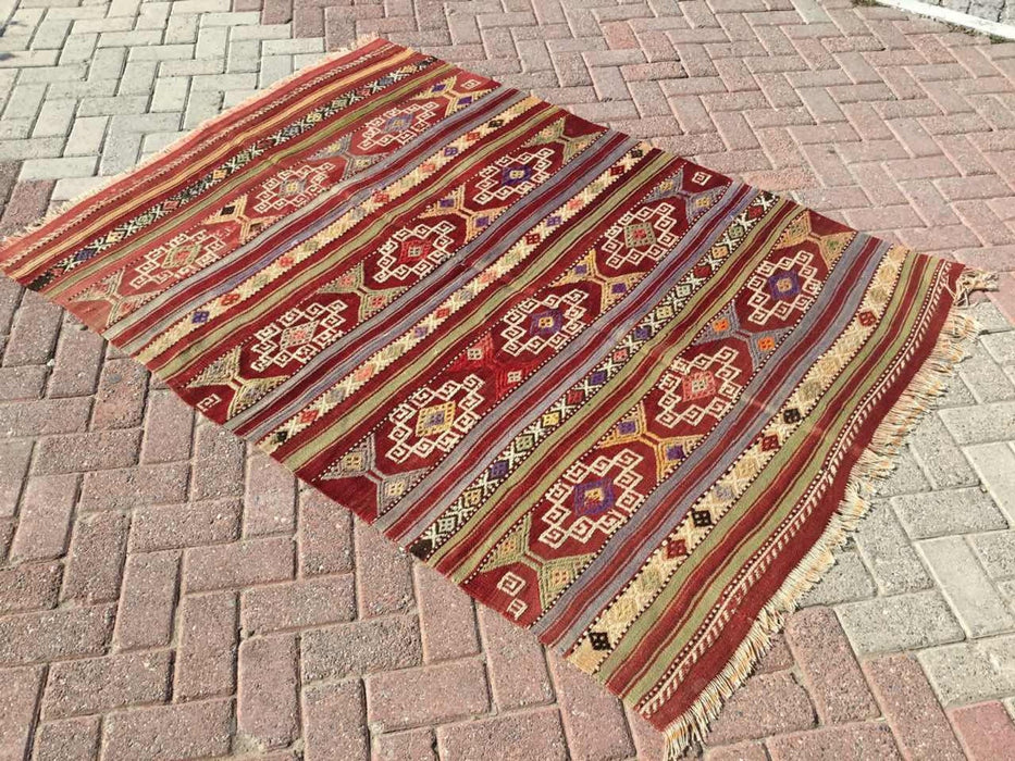 Vintage Handwoven Turkish Wool Rug 198cm x 145cm