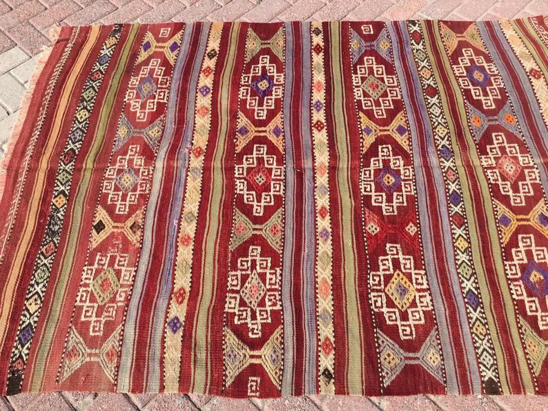 Vintage Handwoven Turkish Wool Rug 198cm x 145cm
