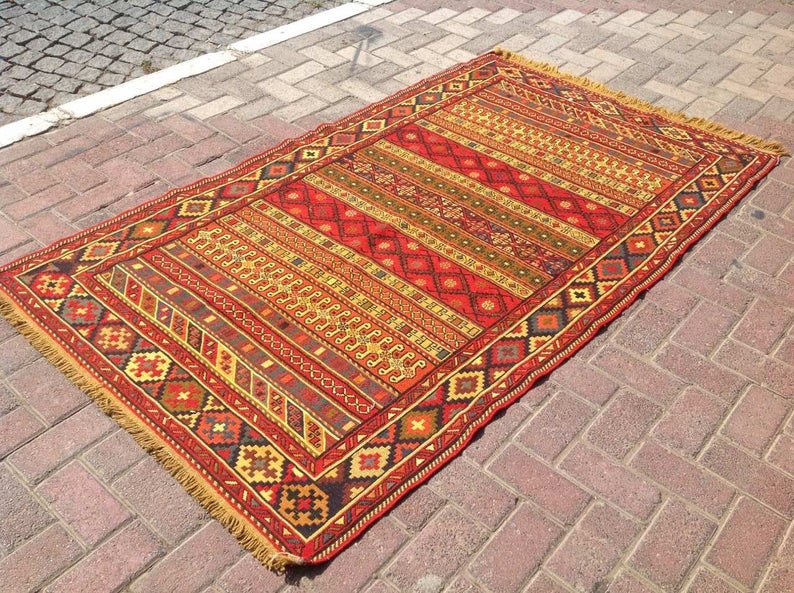 Vintage Handwoven Turkish Wool Rug 203cm x 119cm