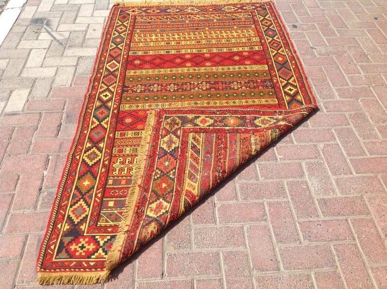 Vintage Handwoven Turkish Wool Rug 203cm x 119cm