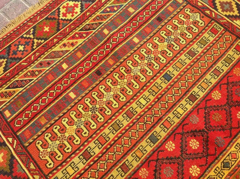 Vintage Handwoven Turkish Wool Rug 203cm x 119cm
