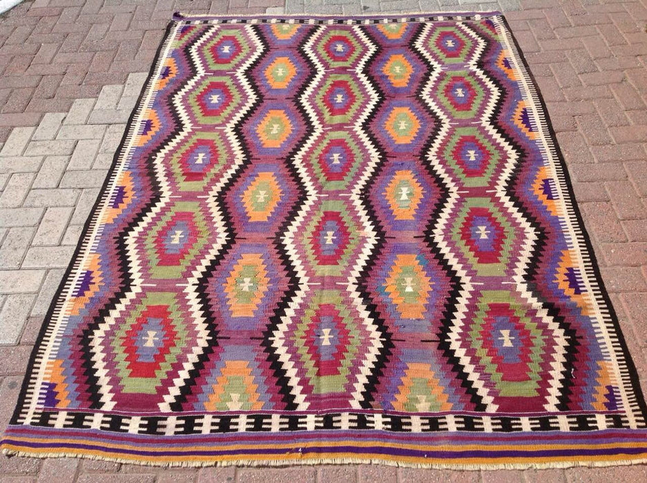 Vintage Handwoven Turkish Wool Rug 238cm x 175cm