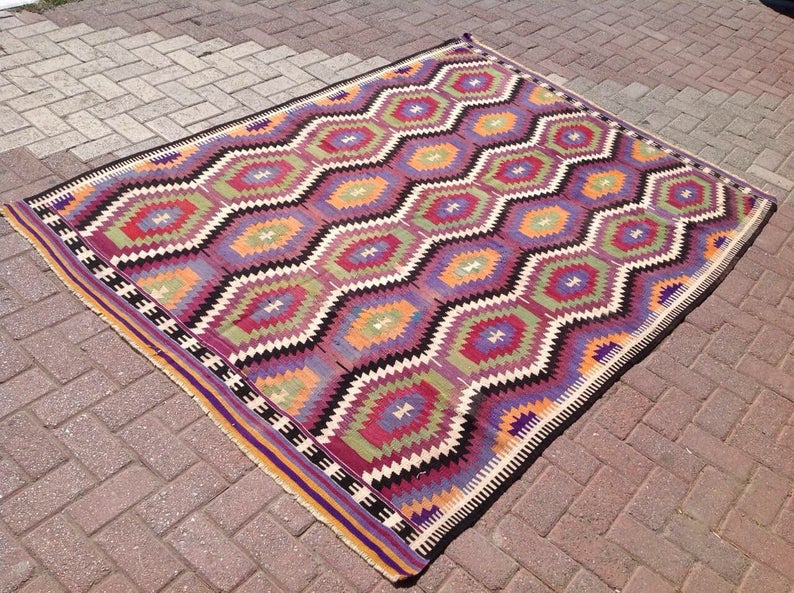 Vintage Handwoven Turkish Wool Rug 238cm x 175cm