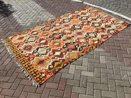 Vintage håndvevd tyrkisk ullteppe 269cm x 163cm