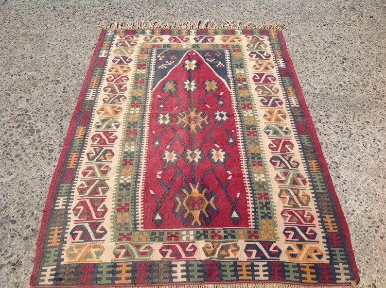 Vintage Handwoven Wool Rug 152cm x 106cm Central Turkey