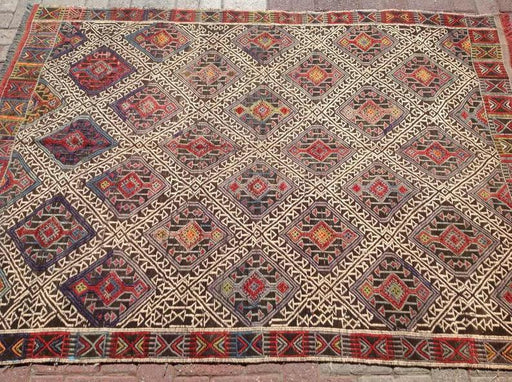 Vintage håndvevd ullteppe 201cm x 148cm fra Tyrkia