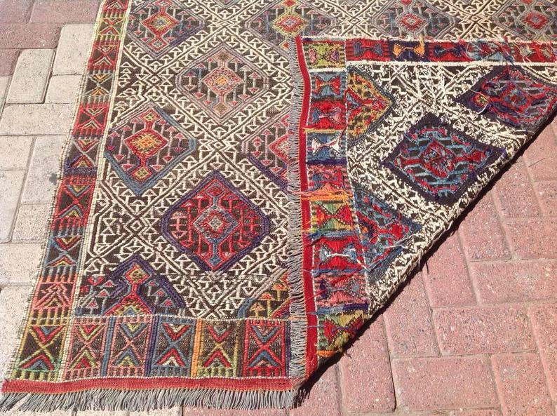 Vintage Handwoven Wool Rug 201cm x 148cm from Turkey
