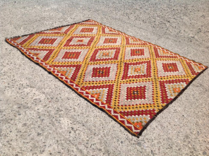 Vintage Handwoven Wool Rug 226cm x 167cm Central Turkey