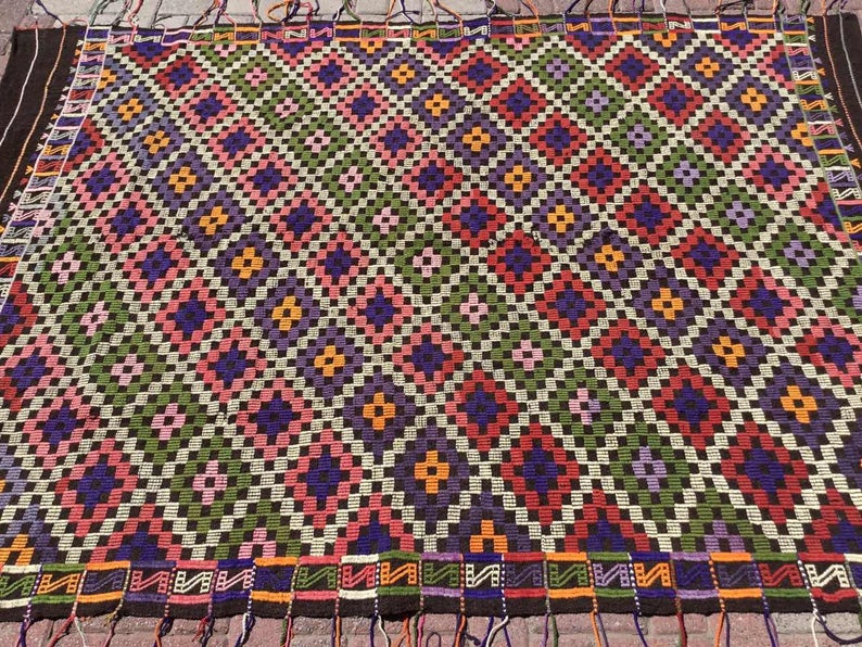 Vintage Handwoven Wool Rug 238cm x 174cm Central Turkey