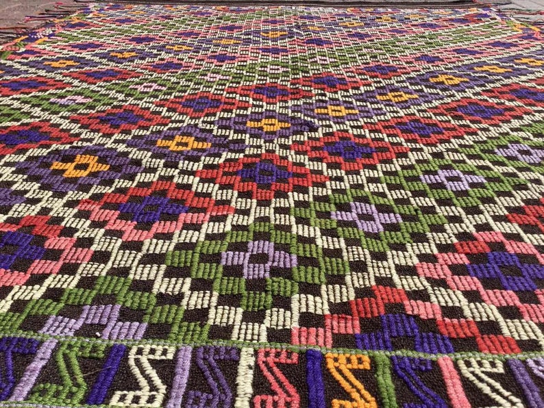 Vintage Handwoven Wool Rug 238cm x 174cm Central Turkey
