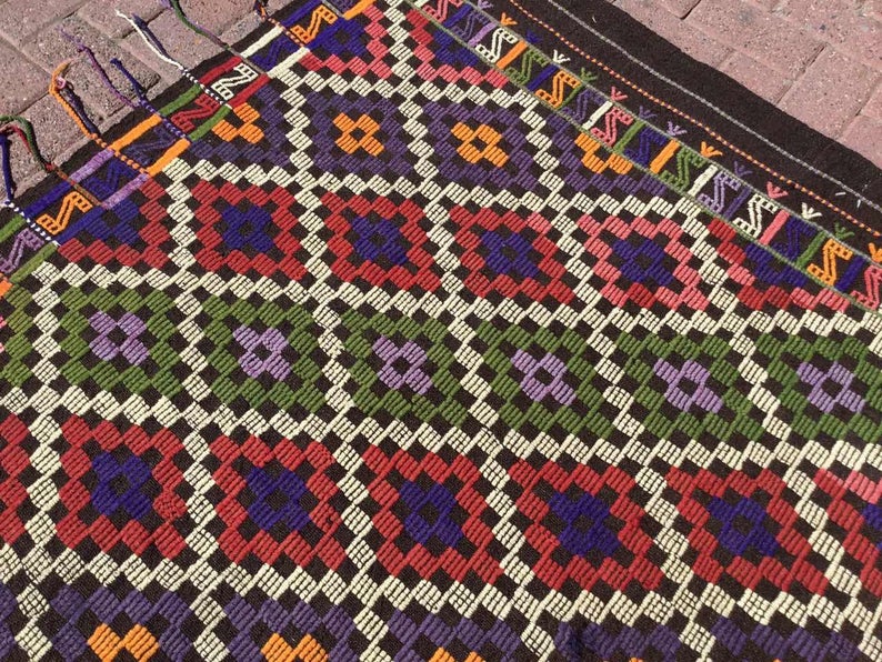 Vintage Handwoven Wool Rug 238cm x 174cm Central Turkey