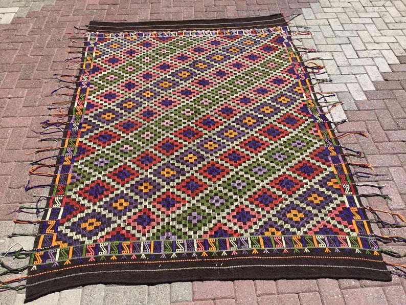 Vintage Handwoven Wool Rug 238cm x 174cm Central Turkey