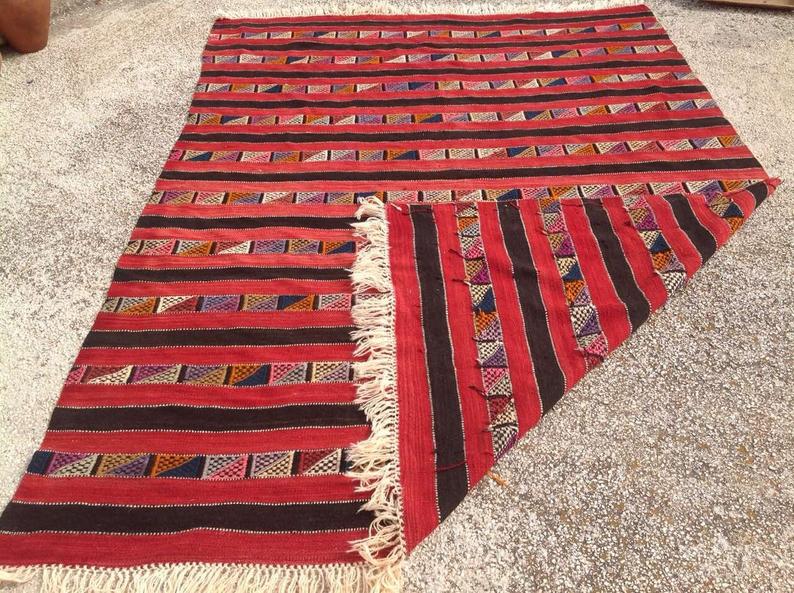 Vintage Handwoven Wool Rug 238cm x 177cm Central Turkey