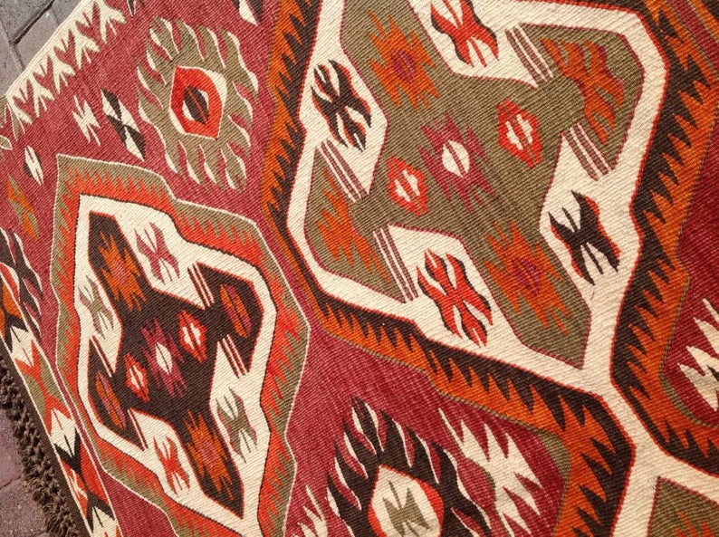 Vintage Handwoven Wool Rug 242cm x 164cm Central Turkey