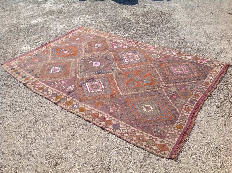 Vintage Handwoven Wool Rug 246 cm x 157 cm Central Turkey