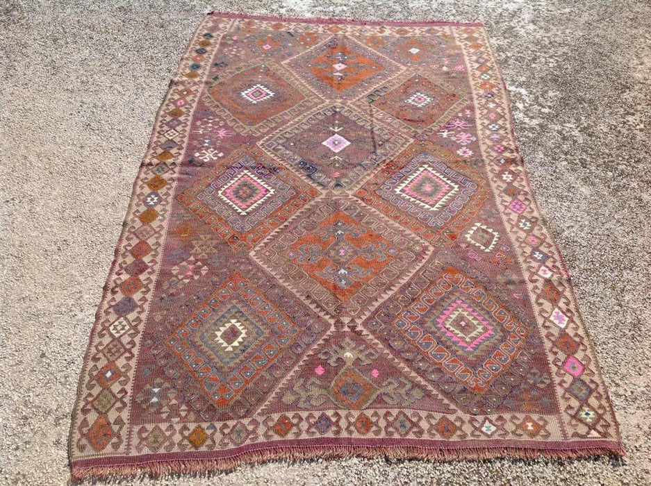 Vintage Handwoven Wool Rug 246 cm x 157 cm Central Turkey