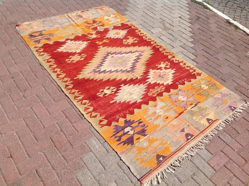 Vintage Handwoven Wool Rug 254cm x 149cm Central Turkey