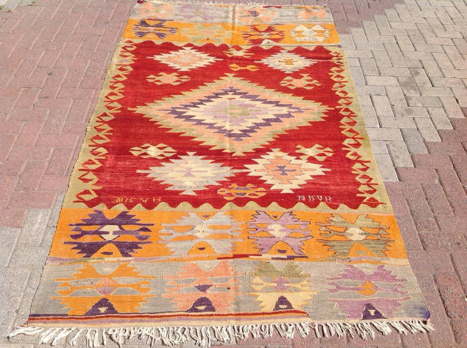 Vintage Handwoven Wool Rug 254cm x 149cm Central Turkey