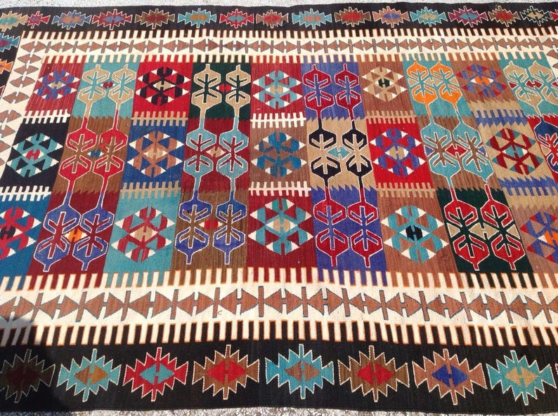 Vintage Handwoven Wool Rug 264cm x 178cm from Turkey