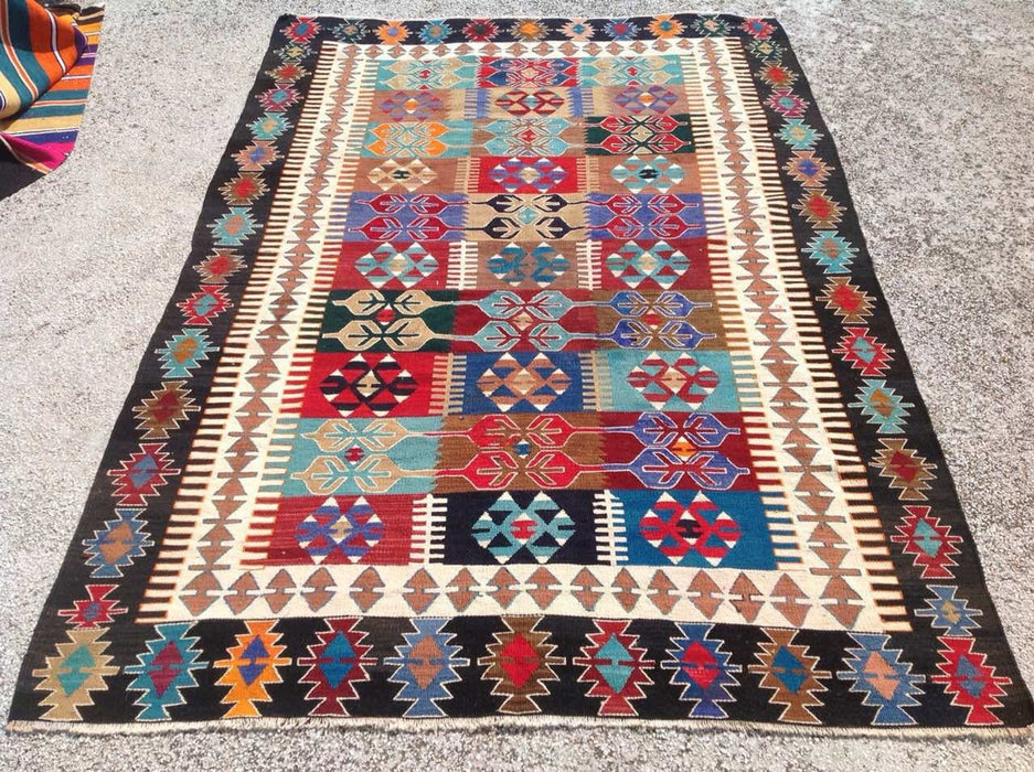 Vintage Handwoven Wool Rug 264cm x 178cm from Turkey