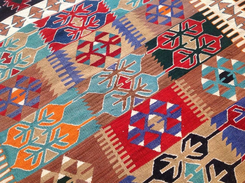 Vintage Handwoven Wool Rug 264cm x 178cm from Turkey