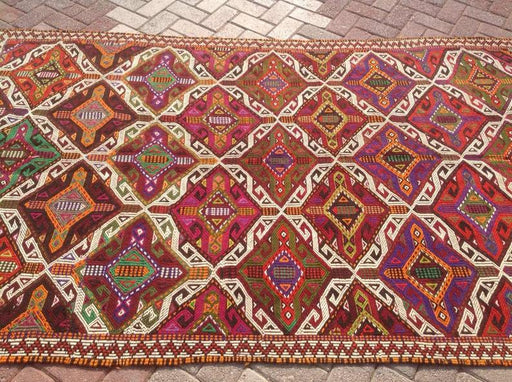 Vintage käsinkudottu villamatto 280cm x 150cm Turkista