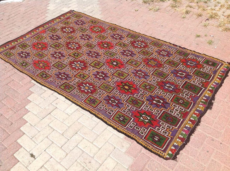 Vintage Handwoven Wool Rug 297cm x 165cm from Turkey