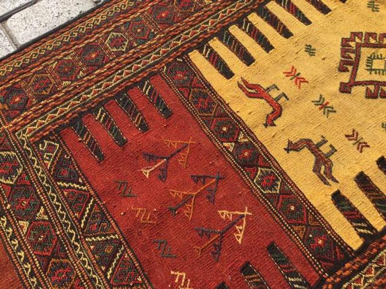 Vintage Handwoven Wool Sumak Kilim Rug 169cm x 95cm