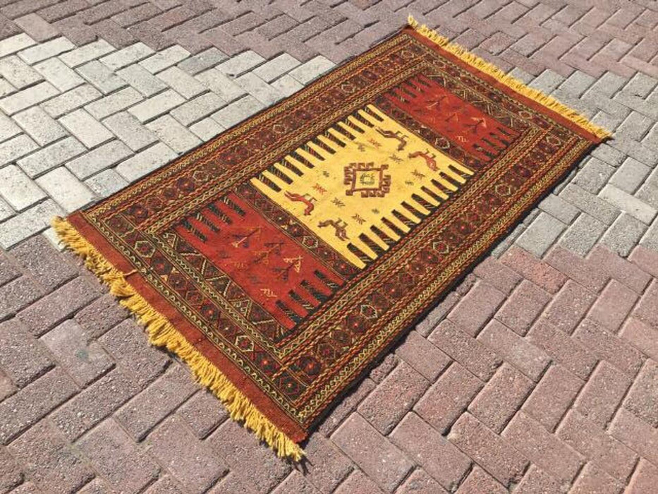 Vintage Handwoven Wool Sumak Kilim Rug 169cm x 95cm