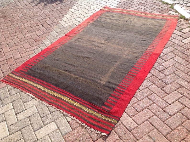 Vintage Handwoven Wool and Cotton Rug 254cm x 157cm