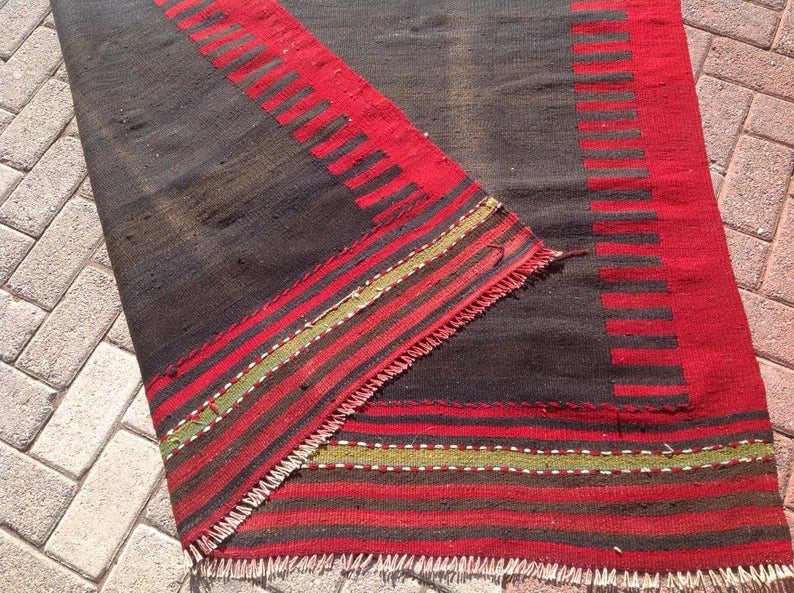 Vintage Handwoven Wool and Cotton Rug 254cm x 157cm