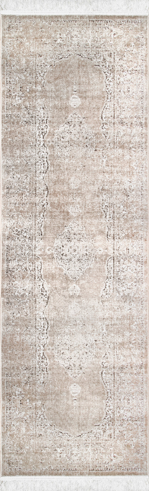 Vintage-vaikutteinen hapsualueen matto beige 120x180 cm