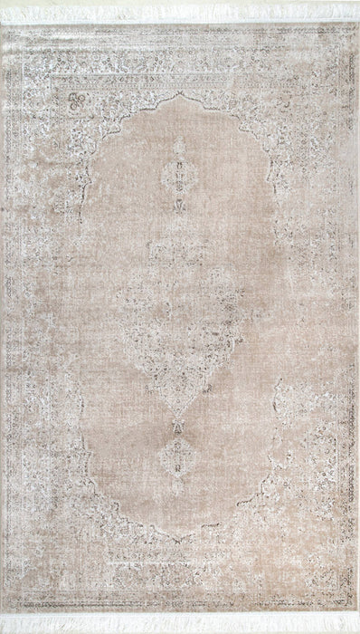 Tappeto con frange di ispirazione vintage in beige