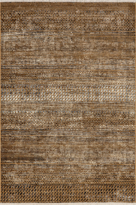 Tappeto con frange geometriche di ispirazione vintage, 160x230 cm, colore arancione bruciato