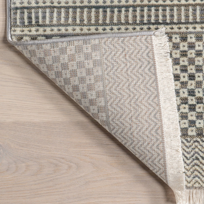 Vintage-Inspired Geometric Fringed Area Rug 160x230 cm Light Grey