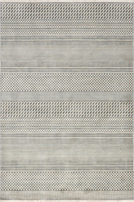 Vintage-Inspired Geometric Fringed Area Rug 160x230 cm Light Grey