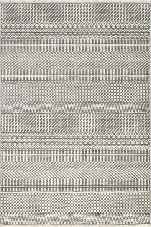 Vintage-Inspired Geometric Fringed Area Rug 160x230 cm Light Grey