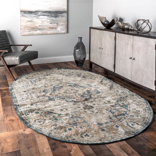 Vintage-Inspired Grey Area Rug for Living Space