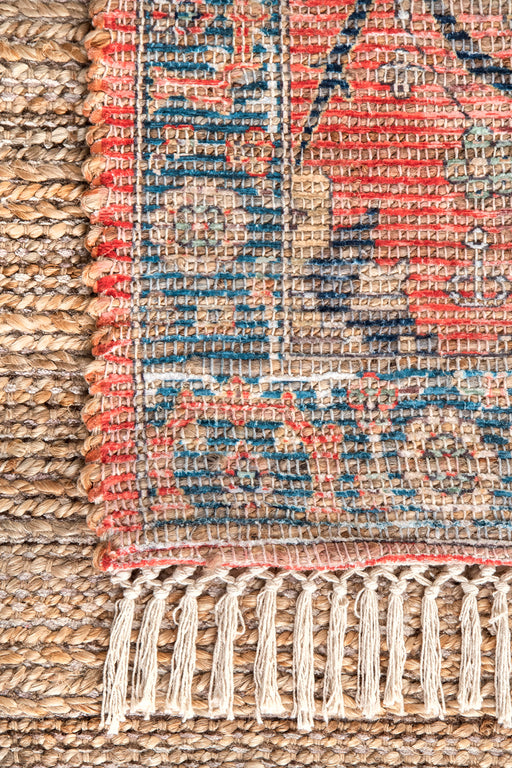Vintage Jute And Polyester Tassel Area Rug Multicolor