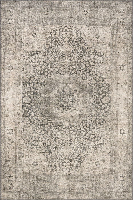 Tappeto vintage in misto iuta da 150 cm con design a medaglione grigio