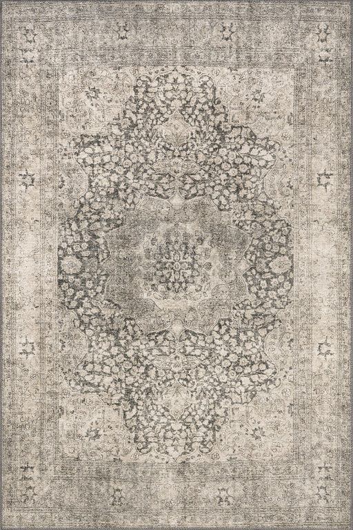 Alfombra vintage de mezcla de yute, 150 cm, diseño de medallones en gris