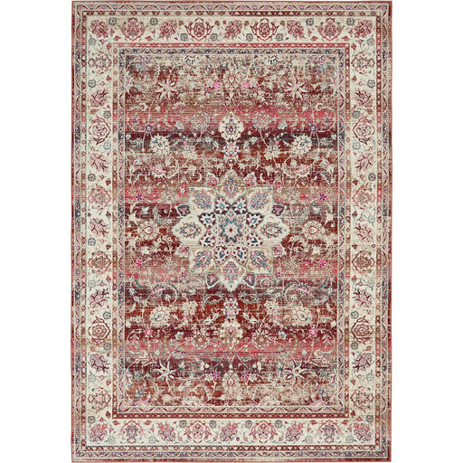 Vintage Kashan VKA01 Traditional Persian Vintage Distressed Shimmer Floral Oushak Border Flatweave Red Rug