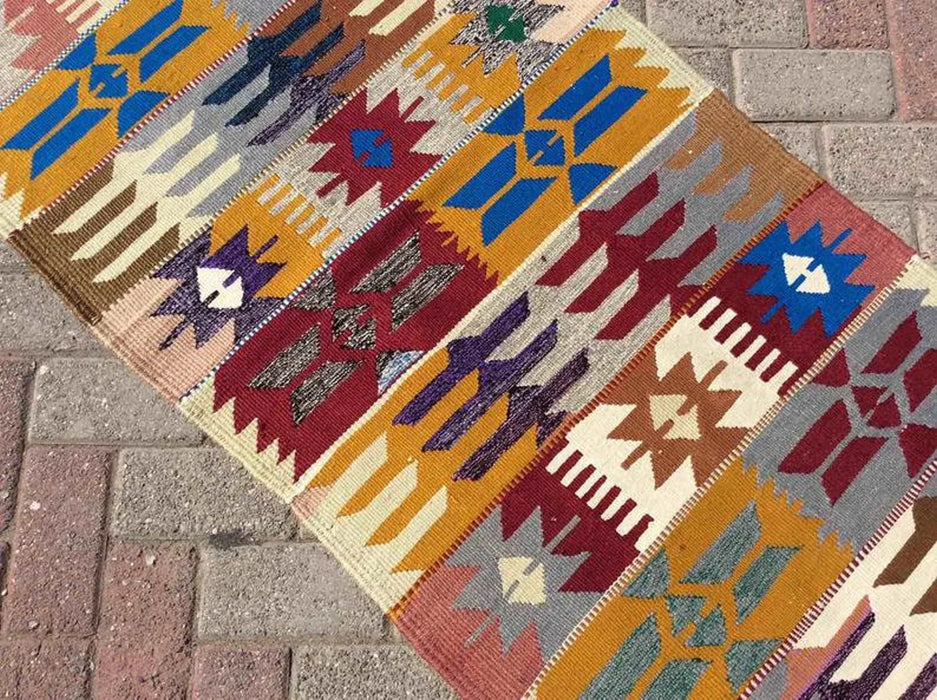 Vintage Kilim Hallway Runner 254cm x 71cm Turkish Rug