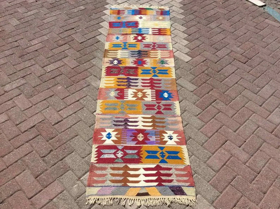 Vintage Kilim Hallway Runner 254cm x 71cm Turkish Rug