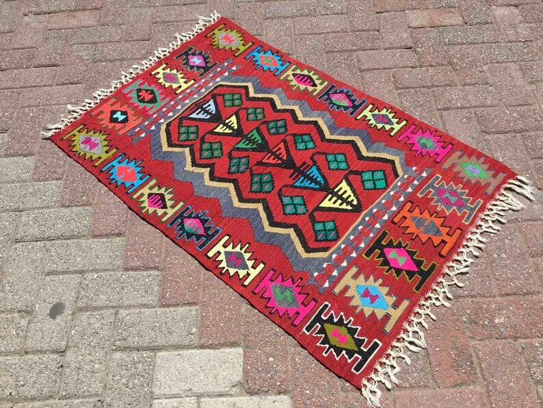 Vintage Kilim Rug 114cm x 85cm Western Turkey