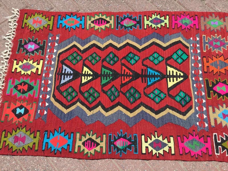 Vintage Kilim Rug 114cm x 85cm Western Turkey