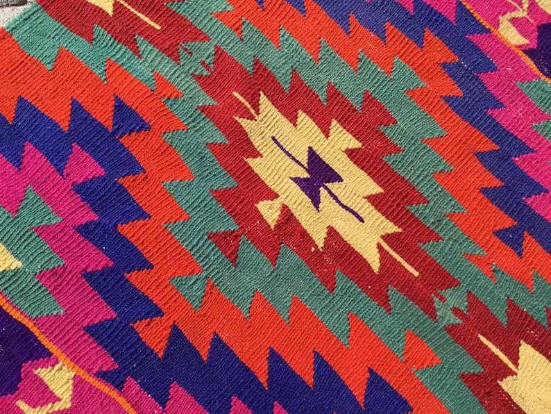 Vintage Kilim Rug 115cm x 86cm Made in Western Turkey