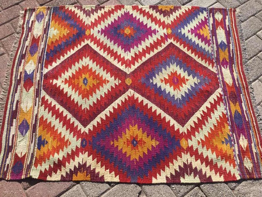 Vintage Kilim Rug 120cm x 101cm Boho Chic Decor
