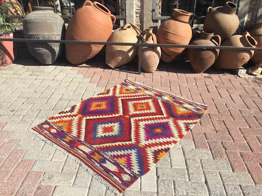 Vintage Kilim Rug 120cm x 101cm Boho Chic Decor